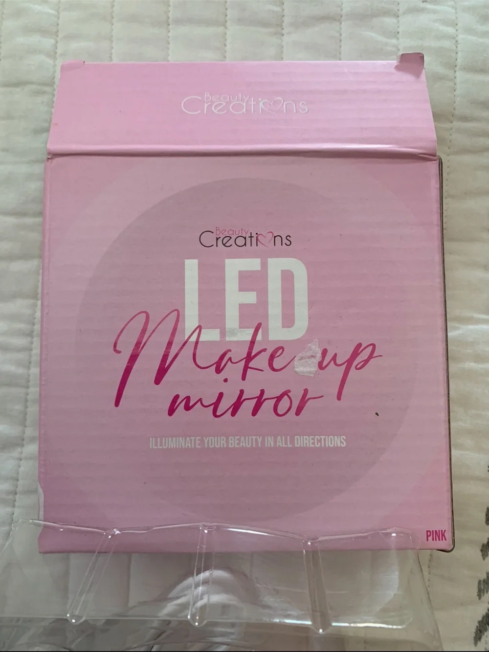 Beauty Creations Pink LED Makeup Mirror with USB Rechargeable Light
